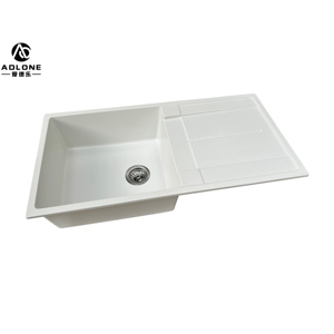 เวิร์กสเตชันอ่างล้างจานแบบเดี่ยวสีขาวอ่างล้างจานหินแกรนิตอ่างล้างจานห้องครัวพร้อมที่ระบายน้ำ - Product Image 1
