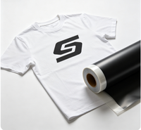 Película de Transferencia de Calor PU con Papel Protector, Negro Mate para Corte con Plotter de Camisetas