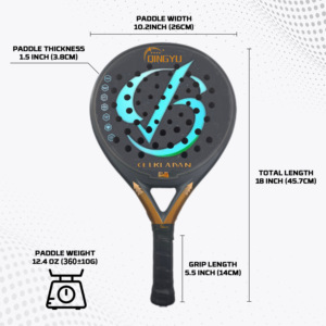 Racchetta da <span class=keywords><strong>Padel</strong></span> QINGYU Light Pro Personalizzata in Fibra di Carbonio/Alluminio, Forma a Goccia/Diamante/Rotonda, con <span class=keywords><strong>Overgrip</strong></span>, 355-460cm - Product Image 5