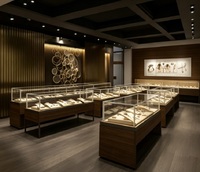 Vitrine à bijoux en bois massif de style chinois de luxe avec éclairage LED, design personnalisable pour présentoirs de vente au détail de haute qualité
