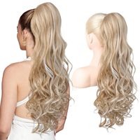 Perruque queue de cheval longue ondulée avec cordon de serrage pour femme, marron et blonde, longue queue de cheval bouclée, nouveau produit transfrontalier