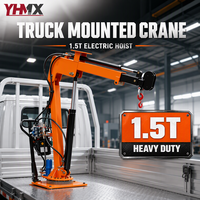 Mini-grue montée sur camionnette de 1,5 tonne avec rotation à 360 degrés, grue télescopique pliable électrique 12V pour le chargement de marchandises
