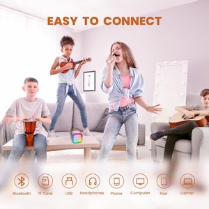 Colorful G-Shaped Night Light Wireless Speaker for 5.3 RGB <b>LED</b> Lighting Wireless Charging Durable Bamboo Cabinet Stereo - Product Image 5