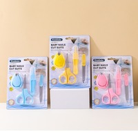 Portable 4 pièces en plastique sécurité coupe-ongles ensemble Kits de soins pour bébé avec accessoires de toilettage nouveau-né usage domestique bébé produit d'épreuvage