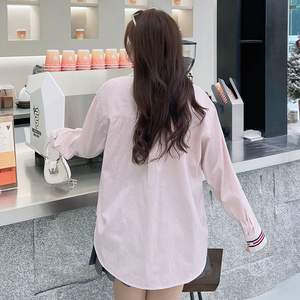 Camisa a Rayas Runqi Talla Grande para Mujer, Blusa Holgada para Uso Diario N8561, Fibra de Poliéster con Etiqueta - Product Image 5