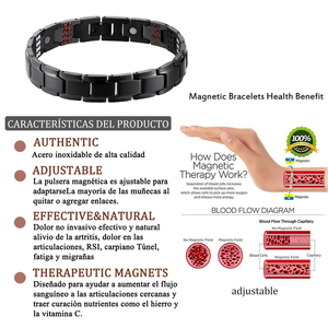 BioMagnetic 보석 고전적인 자석 검정과 금 보석 스테인리스 남자 팔찌 - Product Image 3