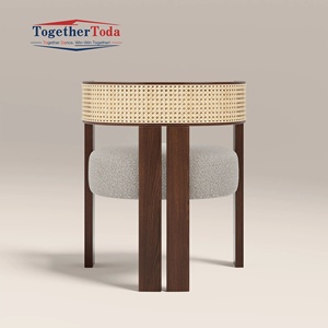 High Quality Solid <b>Wood</b> <b>Dining</b> <b>Chair</b> with Rattan Backrest for Modern Restaurant <b>Dining</b> <b>Chair</b> - Product Image 3