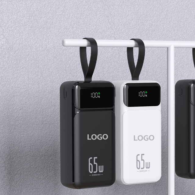 PD 65W 30000mAh High Capacity Powerbank With Digital Display Portable Fast Charging Laptop Power Bank With Lanyard