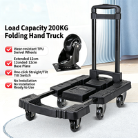 Chariot de camping pliable à 6 roues en PP, chariot utilitaire pliable, chariot à plateforme pliable, chariot à main avec roues pivotantes