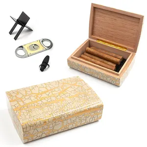 复古豪华便携式雪松台式雪松保湿盒定制雪茄收纳盒旅行雪茄盒10ct带基本配件