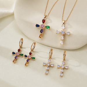 Jewelry Set Wholesale New Fashion 18K Gold Plated Brass Zircon for Women Wedding Party <b>Gift</b> - Product Image 1