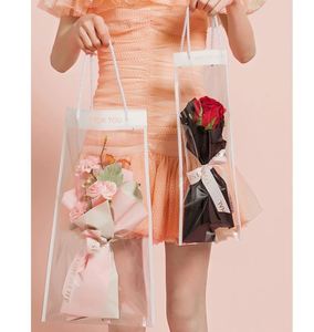 Sac à fleurs transparent en plastique élégant, 10 pièces/paquet, portable, pour fleuriste - Product Image 4