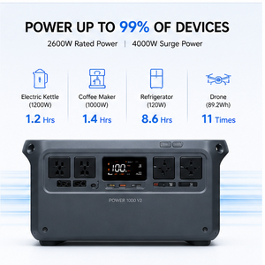 Station d'alimentation portable 1000Wh, générateur solaire 2600W, batterie LiFePO4, charge rapide, alimentation UPS pour le camping et <span class=keywords><strong>les</strong></span> situations d'urgence - Product Image 5