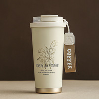 Mug à café personnalisé avec motif floral, 500 ml, gobelet de voyage personnalisé, mug à café de voyage avec motif floral