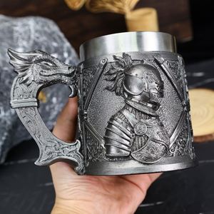 European Medieval Warrior Beer <b>Mug</b> Creative Vintage Warrior <b>Large</b> Capacity Retro <b>Mug</b> Warrior and Dragon - Product Image 4