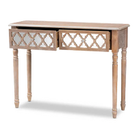 Table de console en bois blanc lavé rustique français personnalisé avec miroir
