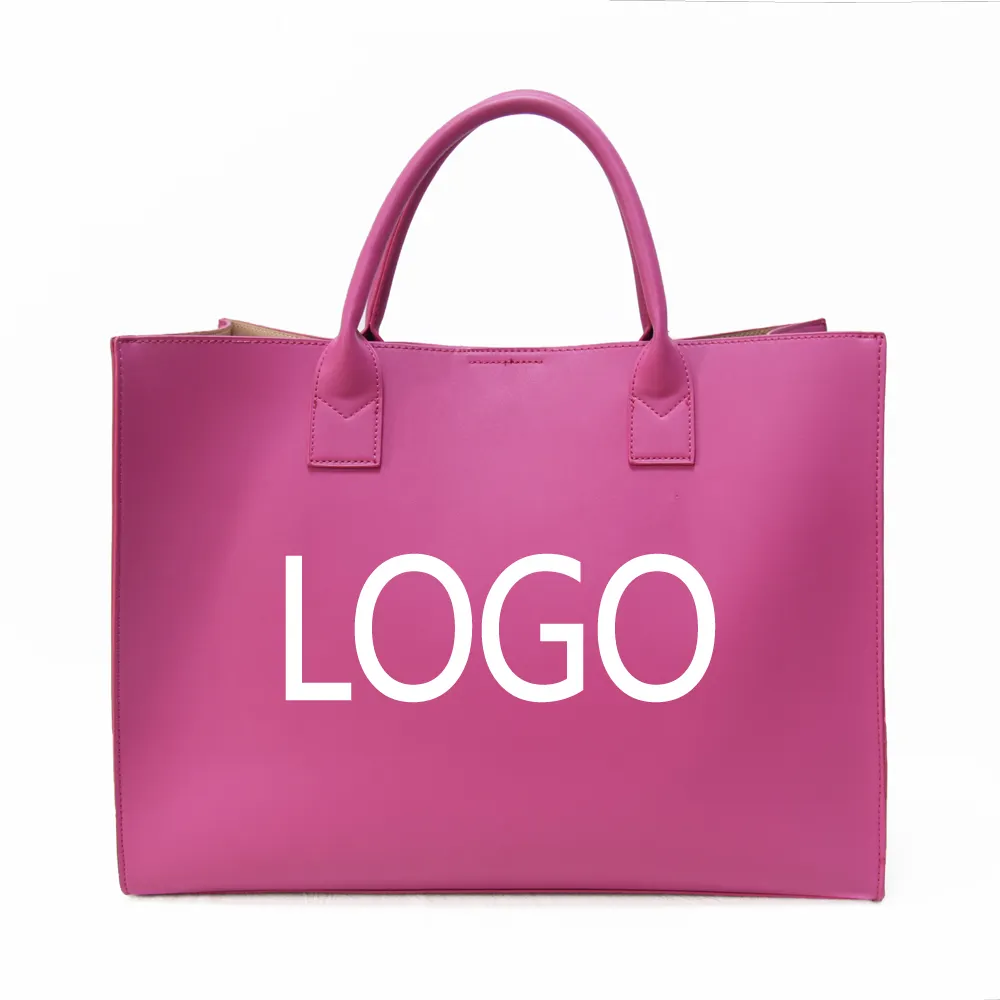 Özel Logo baskı tasarımcı Vegan deri kadın Tote çanta kadın çanta bayanlar