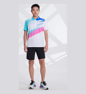 Kaos Polo Badminton Custom Cetak Garis Brush Stripe Cepat Kering Jahitan Tahan Lama Bernapas Pakaian Latihan Klub Tim OEM ODM Grosir - Product Image 3