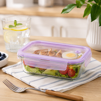 Conteneur de stockage alimentaire en verre borosilicate pour la conservation de la fraîcheur, sans BPA, boîte à lunch en verre de qualité alimentaire