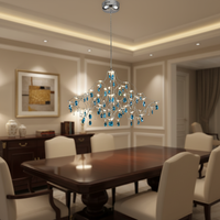 Fournisseur professionnel de luminaires suspendus pour hôtels, en acier inoxydable et acrylique, lustres de luxe avec télécommande, haute luminosité