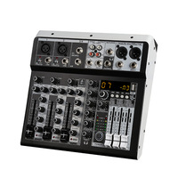 Petit mixeur audio professionnel 4 canaux avec 16 effets DSP, contrôleur DJ/console audio pour studio d'enregistrement et diffusion en direct