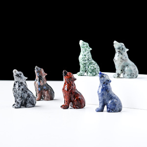 Statue de loup en cristal naturel à succès, figurine d'animal, ornements de croyance spirituelle pour la décoration de la maison, ami loup en cristal - Product Image 3
