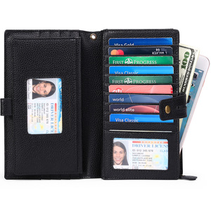 <span class=keywords><strong>Portefeuille</strong></span> long en cuir RFID pour <span class=keywords><strong>femme</strong></span> avec dragonne, <span class=keywords><strong>porte</strong></span>-monnaie, <span class=keywords><strong>porte</strong></span>-téléphone, <span class=keywords><strong>porte</strong></span>-chèquier avec poche zippée, pochette, <span class=keywords><strong>portefeuille</strong></span> en cuir - Product Image 4