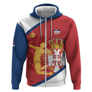 Sweat à capuche zippé Fabricant imprimé sur <span class=keywords><strong>Deman</strong></span> Serbie Mascotte Imprimé Serbie Mascotte Zipper Jacket Heavyweight Hoodie Hommes Pull - Product Image 6
