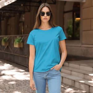 Paquete de 3 Camisetas de Manga Corta de Algodón Elástico para Mujer, Ropa Deportiva Informal Básica, Azul - Product Image 2