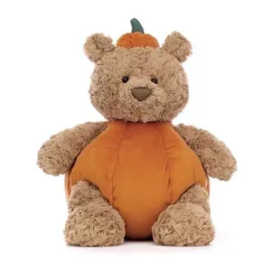 2024 Novo Urso de pelúcia de abóbora 45 cm de alta qualidade Boneca de Halloween Urso de pelúcia macio