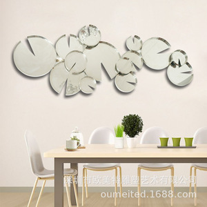 Pendentifs ronds en acier inoxydable effet miroir, art sculpture européen et américain, décoration murale moderne pour salon et bureau - Product Image 3