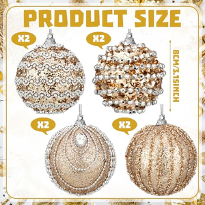 Boules de Noël colorées en mousse peinte, décorations pour arbre de Noël, ensemble de décoration - Product Image 3