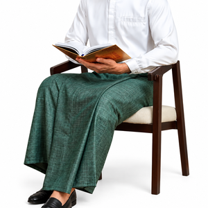 Sarong en lin premium vert pour homme 1 x 2 m – Doux, frais, confortable, élégant, modeste, pour la prière islamique, séchage rapide pour la prière quotidienne - Product Image 1