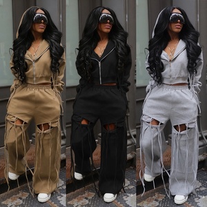 Conjunto elegante de <span class=keywords><strong>dos</strong></span> piezas para mujer, sudaderas con capucha de manga larga, pantalón largo de cintura alta, conjuntos informales, ropa femenina - Product Image 2