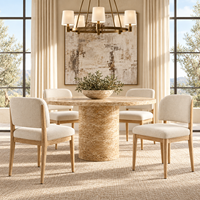 Chaise de salle à manger rembourrée en tissu bouclé crème, chaise d'appoint sans accoudoirs en bois massif pour salle à manger, cuisine, salon et café