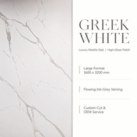 Dalle de pierre frittée grecque blanche polie avec veine grise subtile pour comptoir, mur, sol, hôtel, villa, intérieur