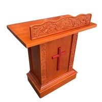 Socle de lutrin en bois solennellement sculpté avec de belles gravures pour salles de théâtre, salles de prière et cérémonies chrétiennes
