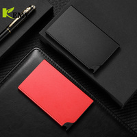 Portefeuille fin vintage en alliage d'aluminium pour hommes et femmes avec protection RFID, sans fermeture, porte-cartes multifonction et poche à monnaie