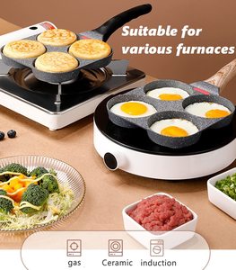 Poêle à œufs carrée polyvalente antiadhésive en métal 4 tasses avec poignée en bois <span class=keywords><strong>pour</strong></span> cuisinières à gaz et à <span class=keywords><strong>induction</strong></span> - Product Image 3