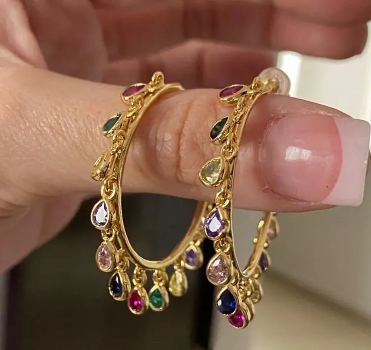 Fashion INS Baru Wertop Pesona Multicolor Tembaga Mikro Cincin Berlian Ring Pesta Anting-Anting untuk Wanita