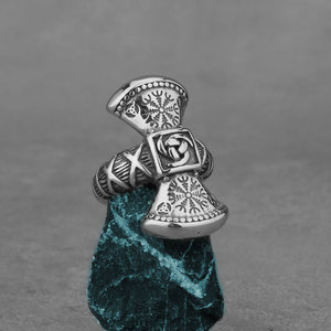 Bague en pierre naturelle de verre avec rune flocon de neige <span class=keywords><strong>Luna</strong></span> Viking mythique norvégienne, style punk rétro, accessoires, <span class=keywords><strong>bijoux</strong></span> européens et américains - Product Image 4
