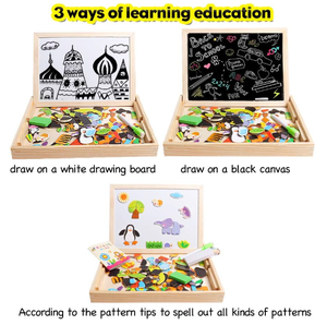 Giocattoli educativi in legno per bambini puzzle magnetici per bambini in legno, giochi di apprendimento a doppia faccia - Product Image 5