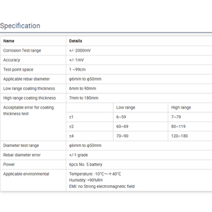 NJ-R71 Portable NDT <span class=keywords><strong>Instrument</strong></span> Rebar Analyse de la corrosion Testeur de localisation de barres d'acier pour les tests non destructifs