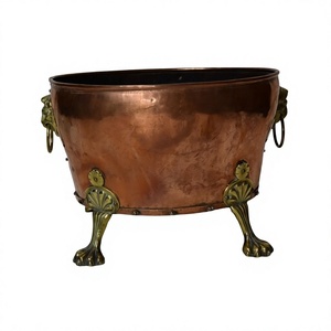 Pot de fleurs en cuivre de qualité supérieure, design tendance, forme ronde, pour usage intérieur et extérieur - Product Image 1