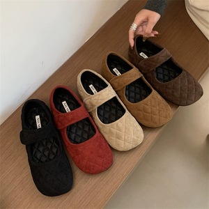 Zapatos Planos Mary Jane de Ante Sintético con Punta Cuadrada, Correa Única, Suela de Goma Antideslizante, para Todas las Temporadas, Casuales - Product Image 1