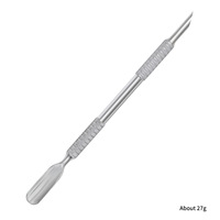 Pousse-cuticules double face en acier inoxydable de haute qualité, durable et réutilisable, pour le retrait du vernis gel et des ongles.