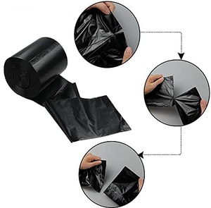 Venta al por mayor de fábrica: Rollo de bolsas de basura negras resistentes desechables, bolsas de basura de plástico con cordón, venta al por mayor - Product Image 3