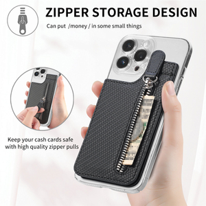 Étui universel pour cartes de visite avec porte-cartes arrière en cuir PU et portefeuille zippé, accessoires mobiles pour iPhone Samsung POCO - Product Image 4