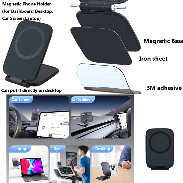 Great Roc Magnetic Phone Stand for Desktop Mini Folding Angle Adjustable Cell Phone Holder Lightweight Magnetic Phone Holder