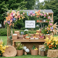Centres de table floraux rustiques réutilisables pour mariage, dégradé jaune et orange, fleurs artificielles pour la décoration de bar à desserts en extérieur